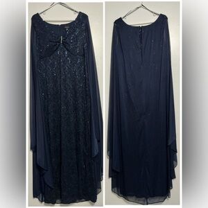 R & M Richards Navy Sequin Formal Dress